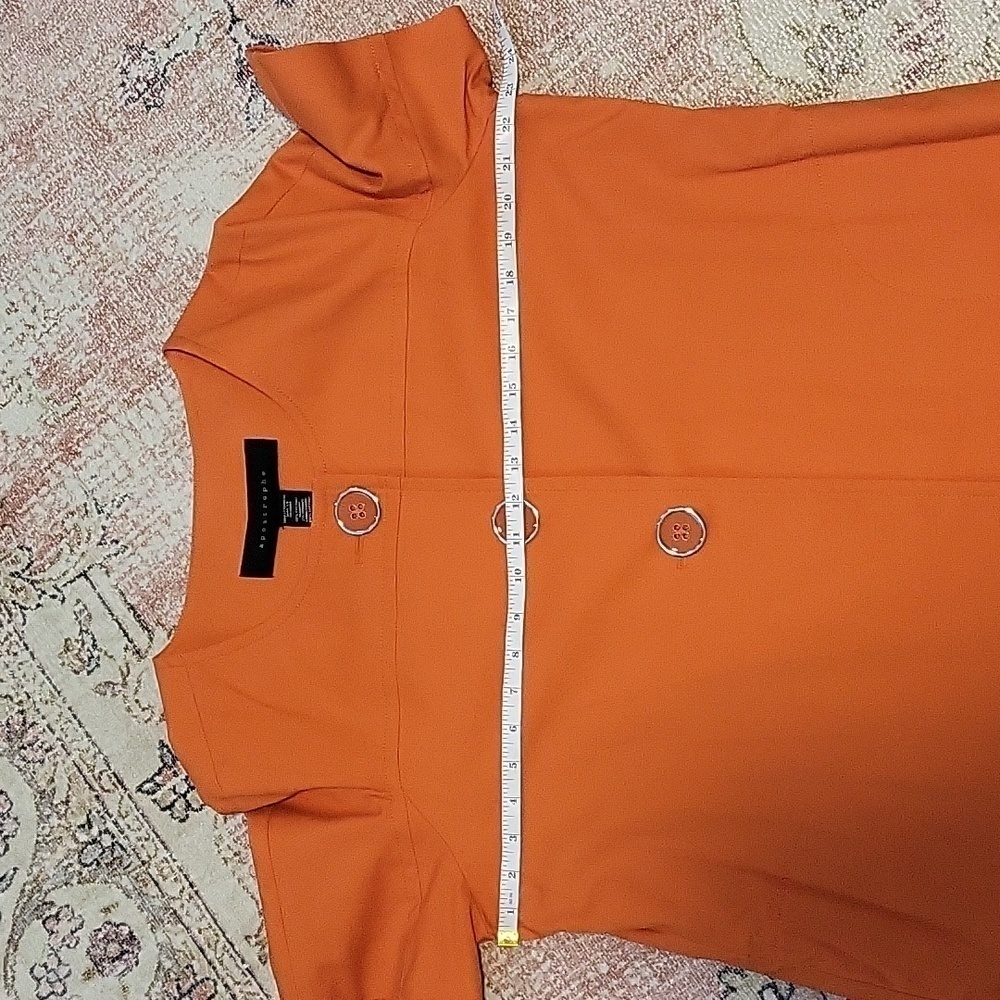 Apostrophe Orange Three Button Lined Short Sleeve… - image 8